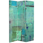 6" Double Sided Aurora Canvas Room Divider Blue - Oriental Furniture: No Assembly, 3 Panels