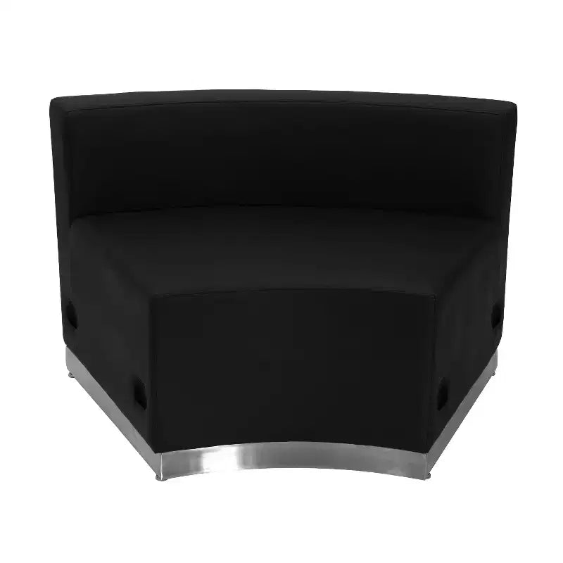 Ensemble de réception 4 places en cuir reconstitué noir avec pouf