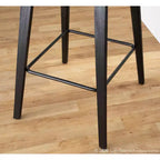 Tabouret de comptoir à dossier à lattes délavé noir/blanc avec accoudoirs, 1 place
