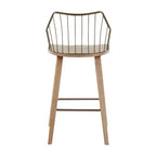 Tabouret de comptoir à dossier à lattes délavé noir/blanc avec accoudoirs, 1 place
