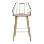 Tabouret de comptoir à dossier à lattes délavé noir/blanc avec accoudoirs, 1 place