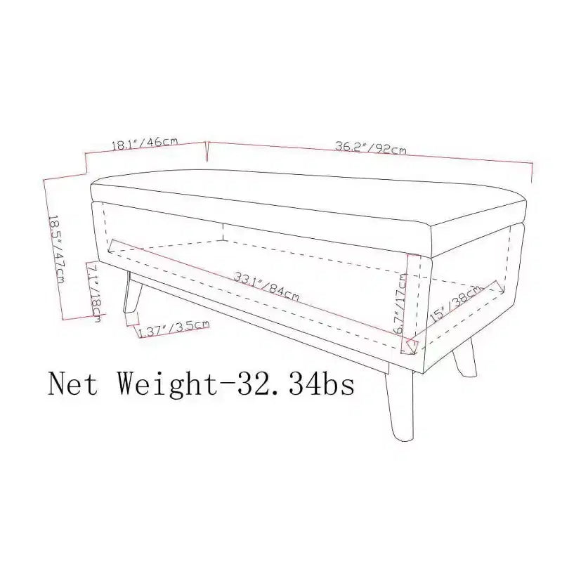 Petit pouf de rangement rectangulaire et bancs Ethan - WyndenHall