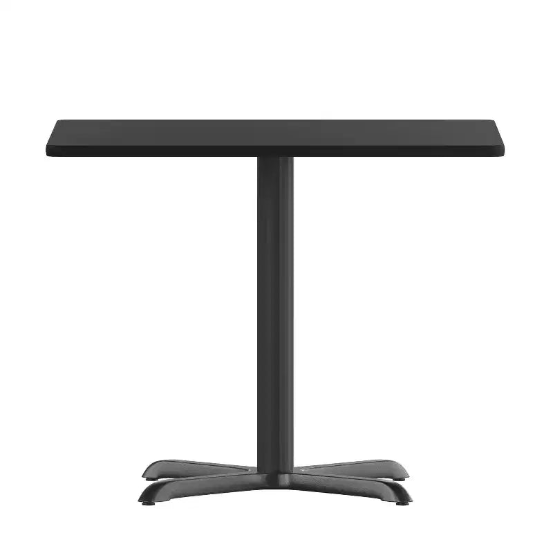 Table de salle à manger carrée stratifiée pour 4 personnes, coloris noir / acajou / naturel / noyer — Piétement en X