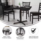 Table de salle à manger carrée stratifiée pour 4 personnes, coloris noir / acajou / naturel / noyer — Piétement en X