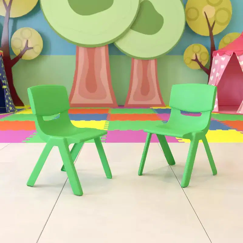 Lot de 2 chaises empilables sans accoudoirs pour enfants – Bleu / Vert / Naturel / Rouge