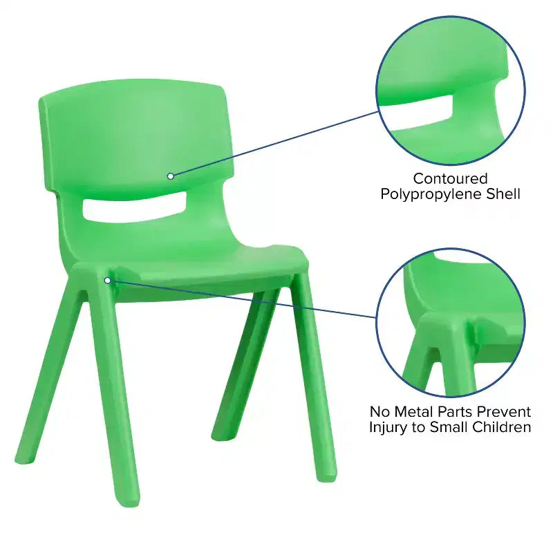 Lot de 2 chaises empilables sans accoudoirs pour enfants – Bleu / Vert / Naturel / Rouge