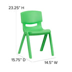Lot de 2 chaises empilables sans accoudoirs pour enfants – Bleu / Vert / Naturel / Rouge