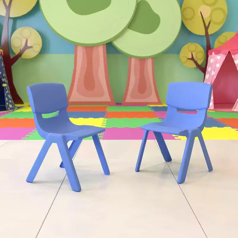 Lot de 2 chaises empilables sans accoudoirs pour enfants – Bleu / Vert / Naturel / Rouge