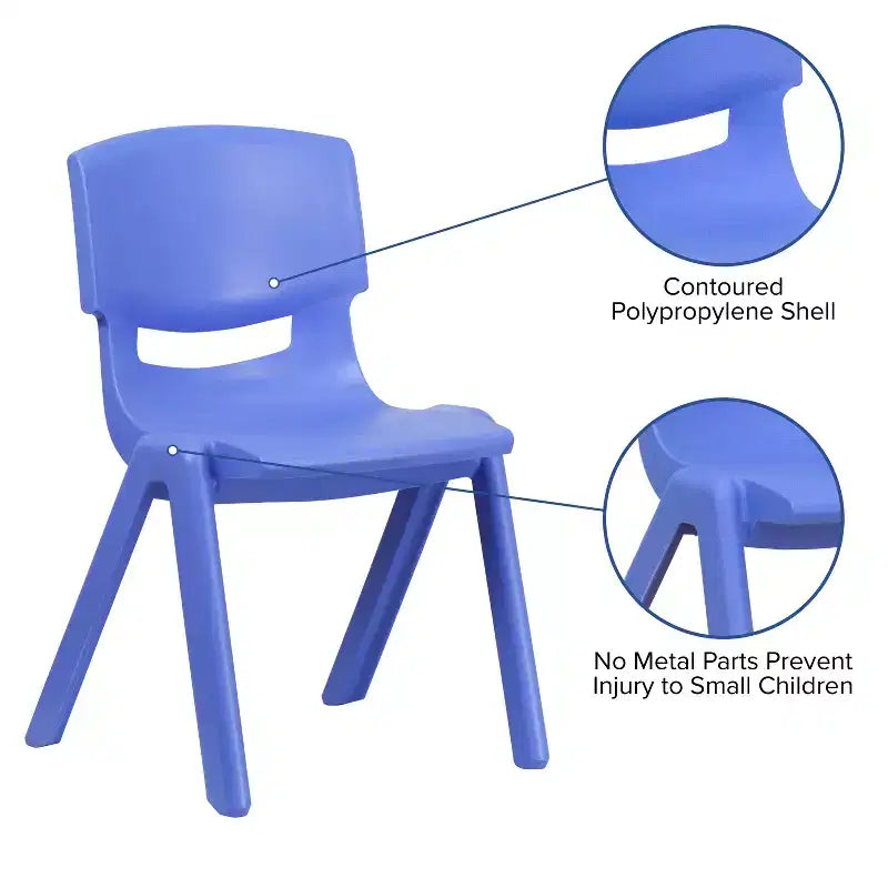 Lot de 2 chaises empilables sans accoudoirs pour enfants – Bleu / Vert / Naturel / Rouge