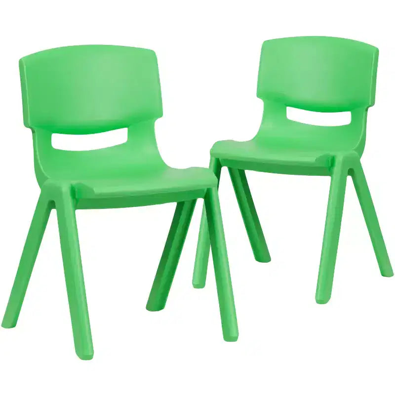 Lot de 2 chaises empilables sans accoudoirs pour enfants – Bleu / Vert / Naturel / Rouge
