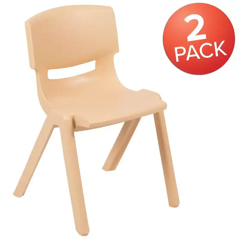 Emma and Oliver 2 Pack Plastic Stack School Chair with 13.25H Seat, K-2 School Chair