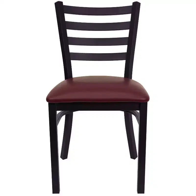 Chaise de restaurant en métal à dossier échelle Emma et Oliver, lot de 2
