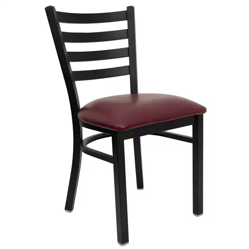 Chaise de restaurant en métal à dossier échelle Emma et Oliver, lot de 2