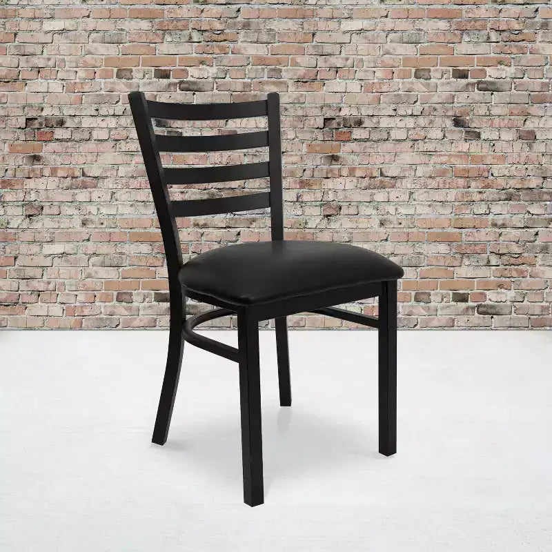 Chaise de restaurant en métal à dossier échelle Emma et Oliver, lot de 2
