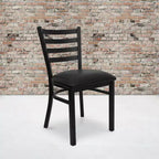 Chaise de restaurant en métal à dossier échelle Emma et Oliver, lot de 2