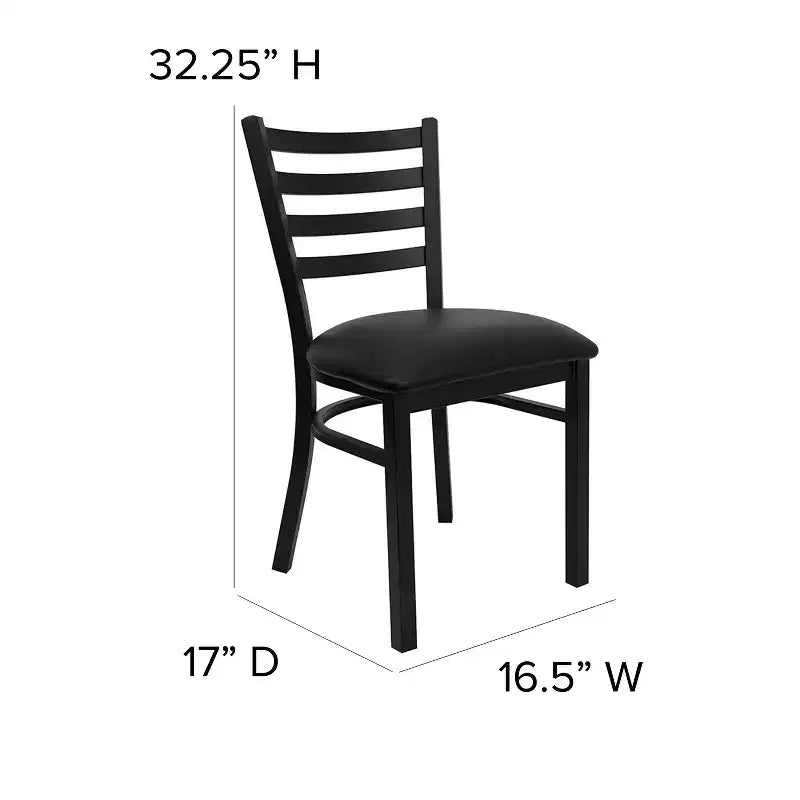 Chaise de restaurant en métal à dossier échelle Emma et Oliver, lot de 2