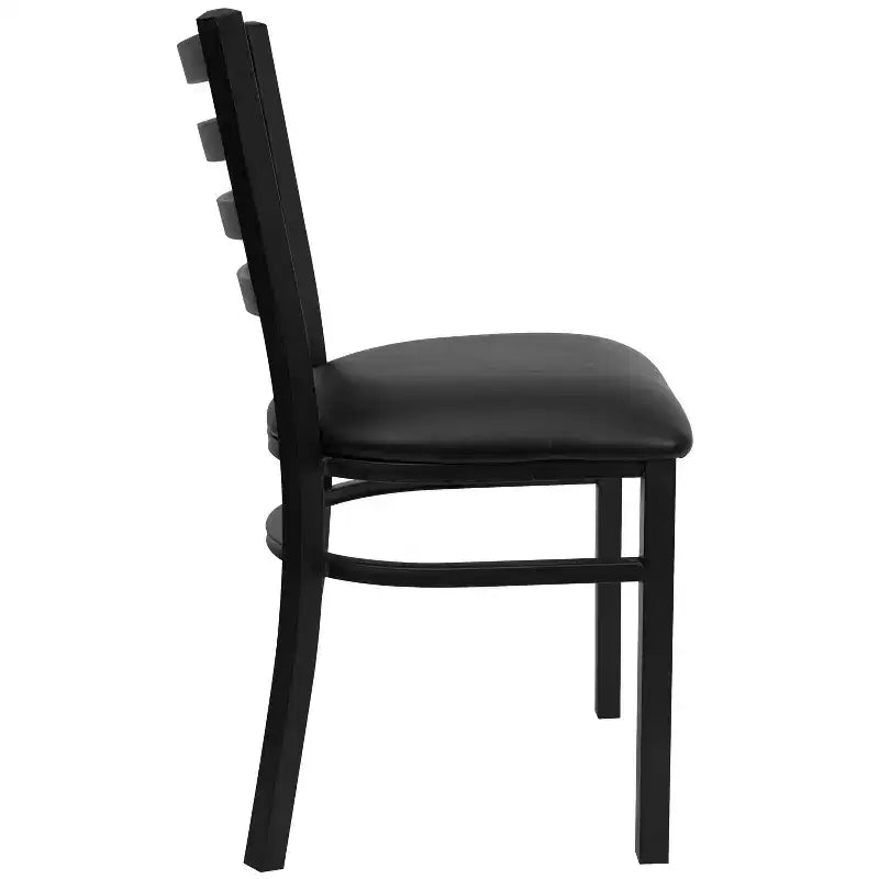 Chaise de restaurant en métal à dossier échelle Emma et Oliver, lot de 2