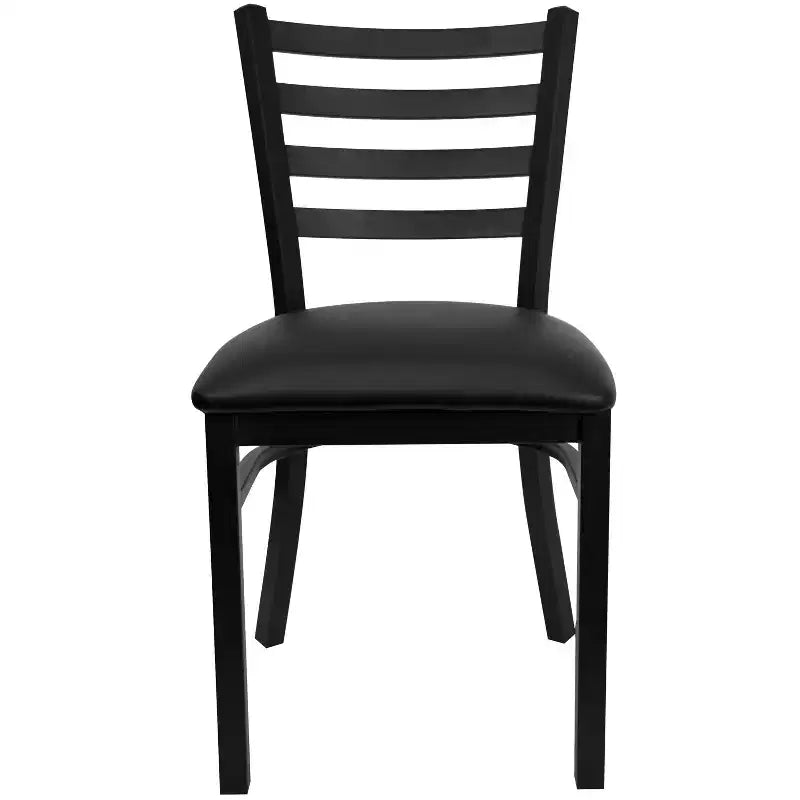 Chaise de restaurant en métal à dossier échelle Emma et Oliver, lot de 2