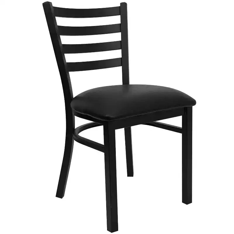 Chaise de restaurant en métal à dossier échelle Emma et Oliver, lot de 2