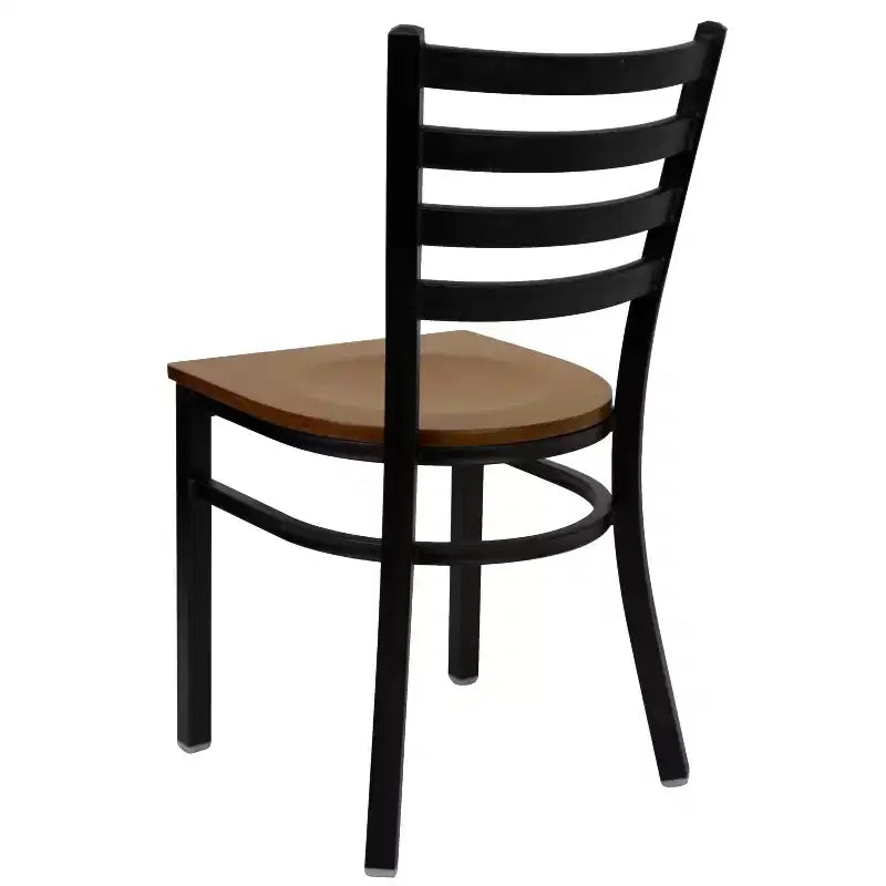 Chaise de restaurant en métal à dossier échelle Emma et Oliver, lot de 2
