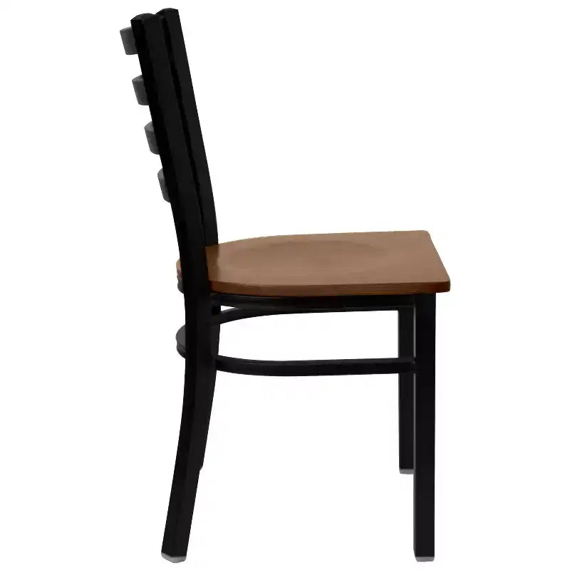 Chaise de restaurant en métal à dossier échelle Emma et Oliver, lot de 2