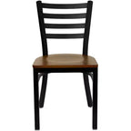 Chaise de restaurant en métal à dossier échelle Emma et Oliver, lot de 2