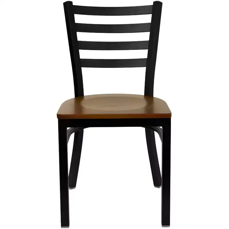 Chaise de restaurant en métal à dossier échelle Emma et Oliver, lot de 2