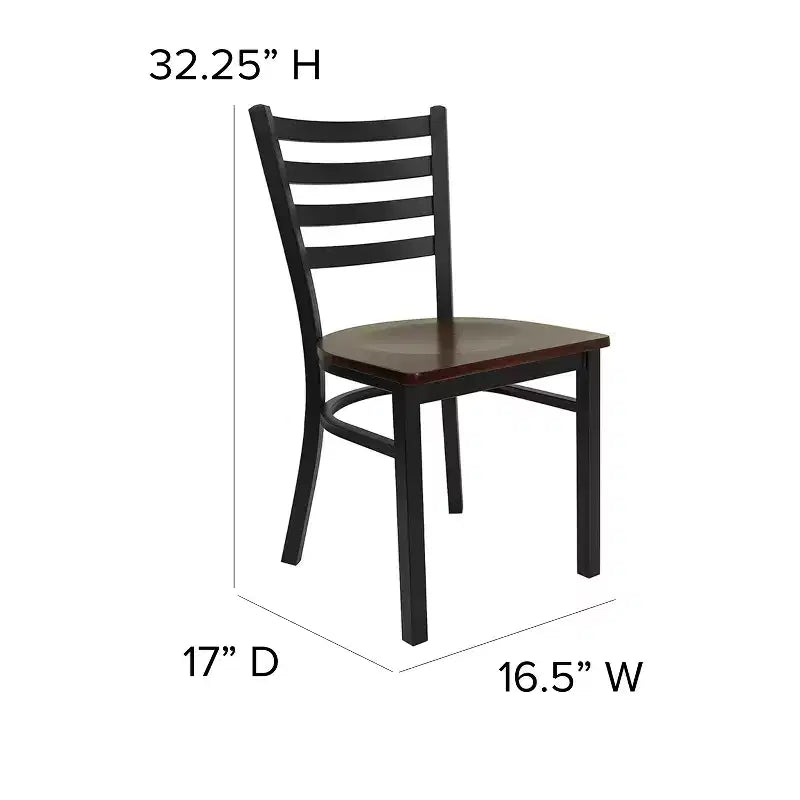 Chaise de restaurant en métal à dossier échelle Emma et Oliver, lot de 2