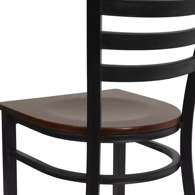 Chaise de restaurant en métal à dossier échelle Emma et Oliver, lot de 2