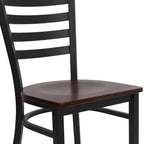 Chaise de restaurant en métal à dossier échelle Emma et Oliver, lot de 2
