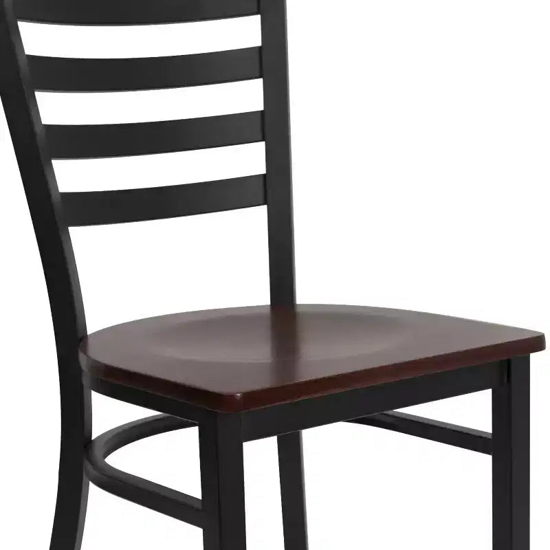 Chaise de restaurant en métal à dossier échelle Emma et Oliver, lot de 2