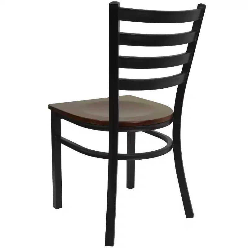 Chaise de restaurant en métal à dossier échelle Emma et Oliver, lot de 2