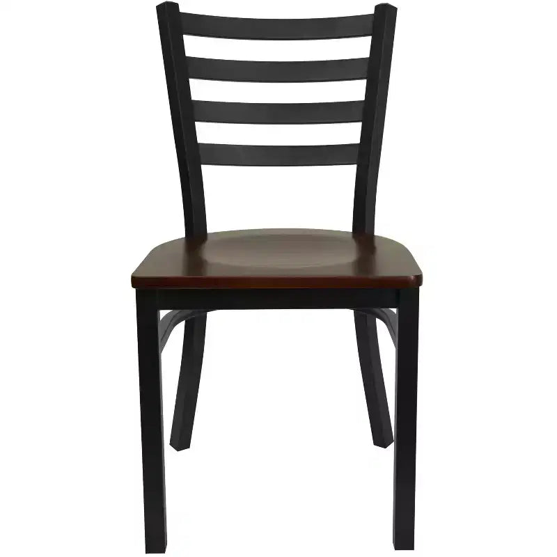 Chaise de restaurant en métal à dossier échelle Emma et Oliver, lot de 2
