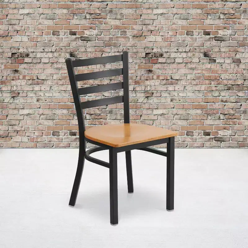 Chaise de restaurant en métal à dossier échelle Emma et Oliver, lot de 2