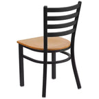 Chaise de restaurant en métal à dossier échelle Emma et Oliver, lot de 2