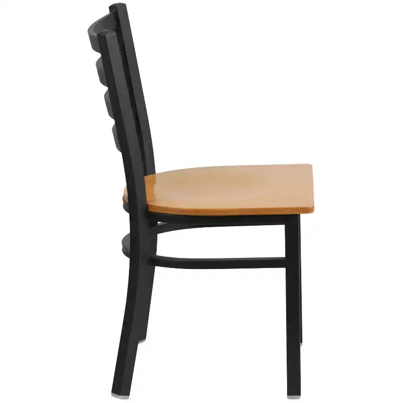 Chaise de restaurant en métal à dossier échelle Emma et Oliver, lot de 2