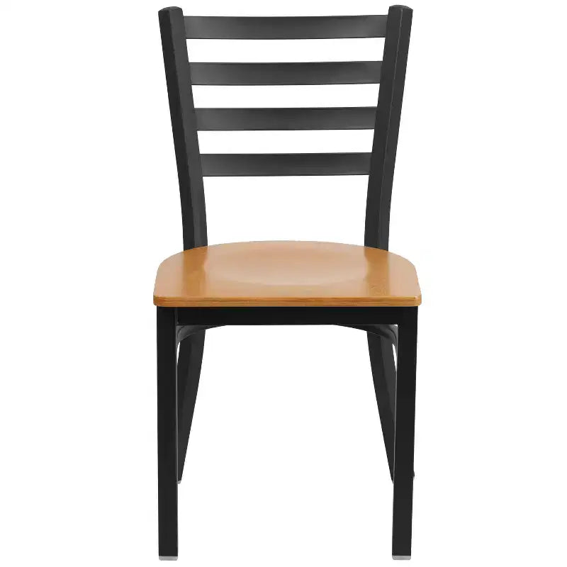 Chaise de restaurant en métal à dossier échelle Emma et Oliver, lot de 2