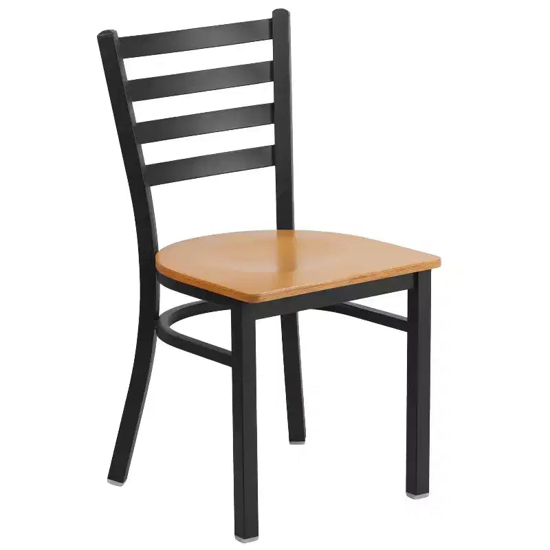 Chaise de restaurant en métal à dossier échelle Emma et Oliver, lot de 2