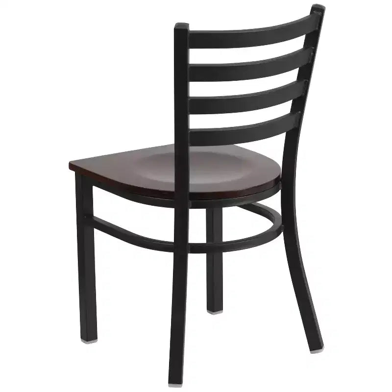 Chaise de restaurant en métal à dossier échelle Emma et Oliver, lot de 2