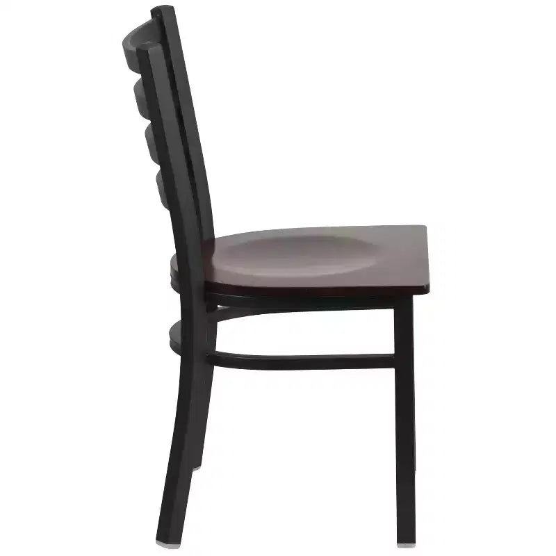 Chaise de restaurant en métal à dossier échelle Emma et Oliver, lot de 2