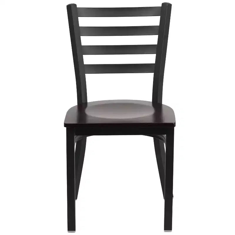 Chaise de restaurant en métal à dossier échelle Emma et Oliver, lot de 2