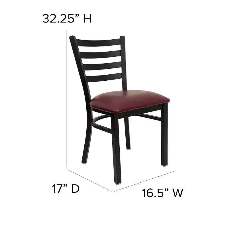 Chaise de restaurant en métal à dossier échelle Emma et Oliver, lot de 2