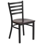 Chaise de restaurant en métal à dossier échelle Emma et Oliver, lot de 2