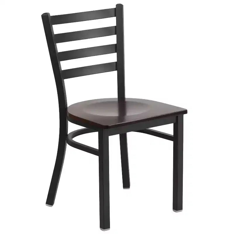 Chaise de restaurant en métal à dossier échelle Emma et Oliver, lot de 2