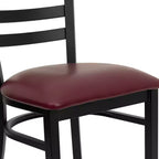 Chaise de restaurant en métal à dossier échelle Emma et Oliver, lot de 2