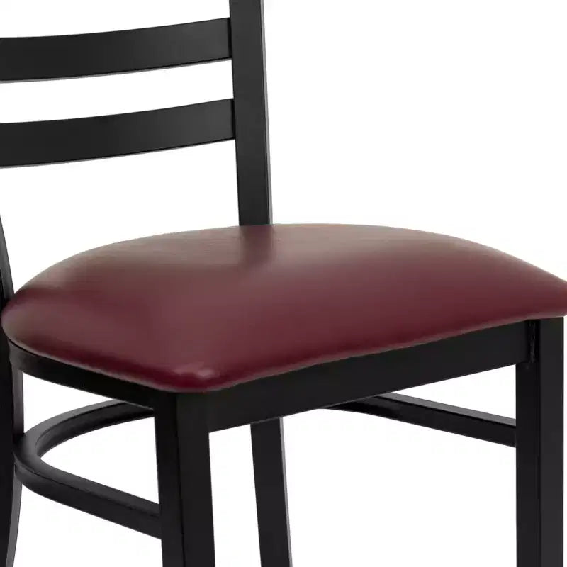 Chaise de restaurant en métal à dossier échelle Emma et Oliver, lot de 2