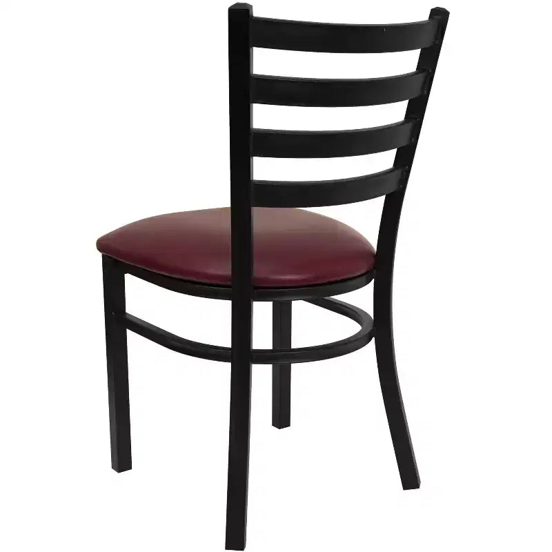 Chaise de restaurant en métal à dossier échelle Emma et Oliver, lot de 2