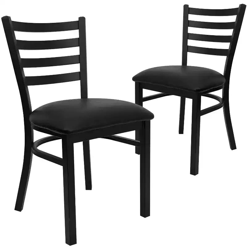 Chaise de restaurant en métal à dossier échelle Emma et Oliver, lot de 2