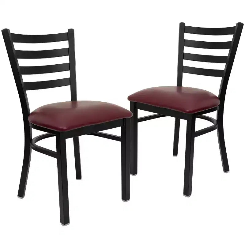 Emma and Oliver 2 Pack Ladder Back Metal Restaurant Chair