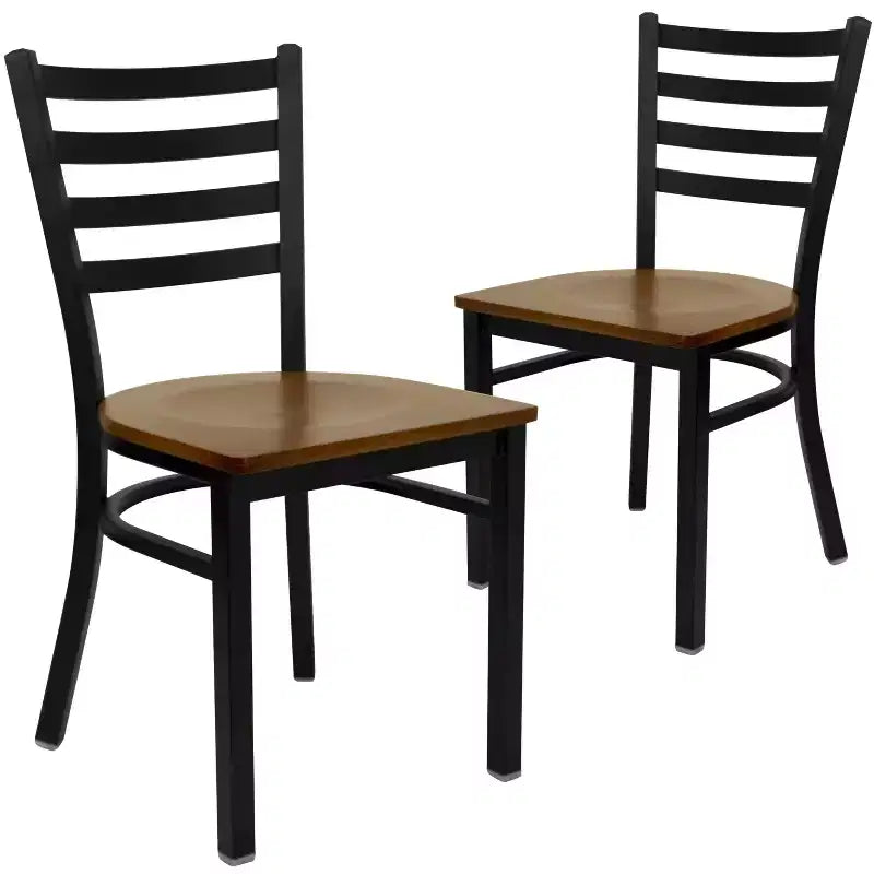 Chaise de restaurant en métal à dossier échelle Emma et Oliver, lot de 2